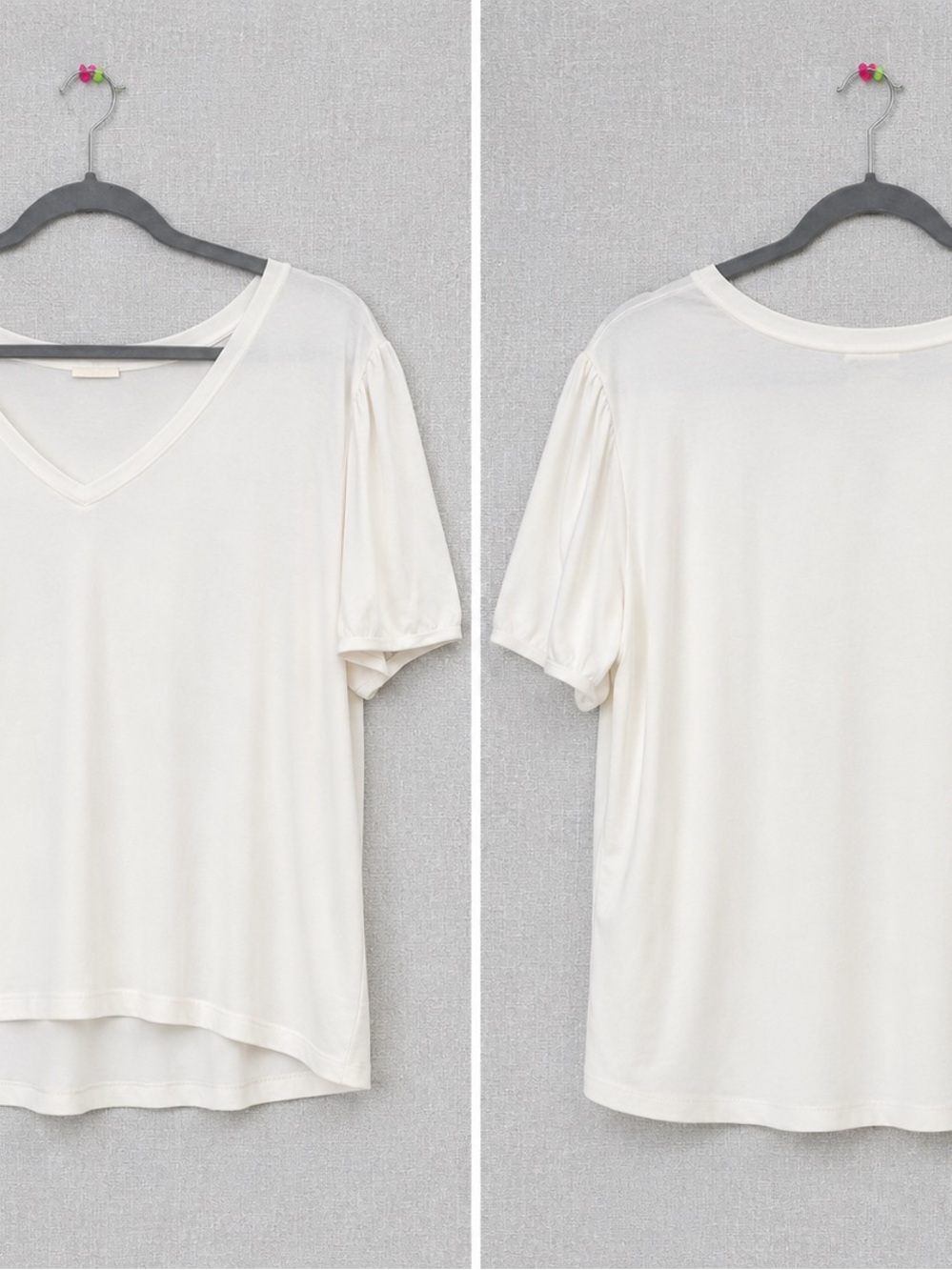 Mod Ref Cream V-Neck Short Sleeve Top
